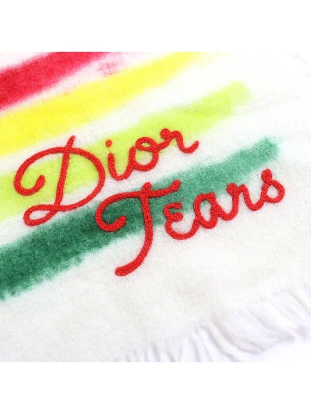 Dior Denim Tears Homme Alpaca Logo Embroidery Border Pattern Shawl Scarf